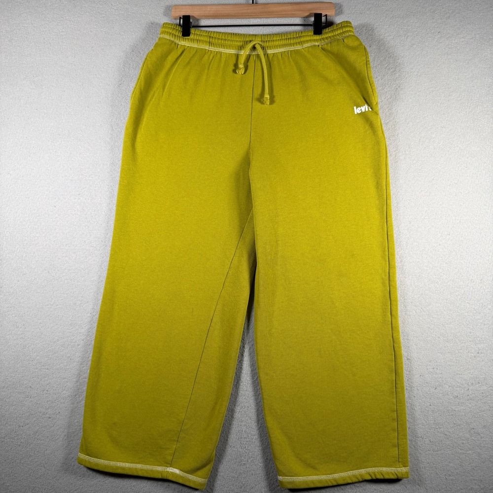 Levis Womens Wide Leg Sweatpants Chartreuse Green Fleece A3430-0005 Size L